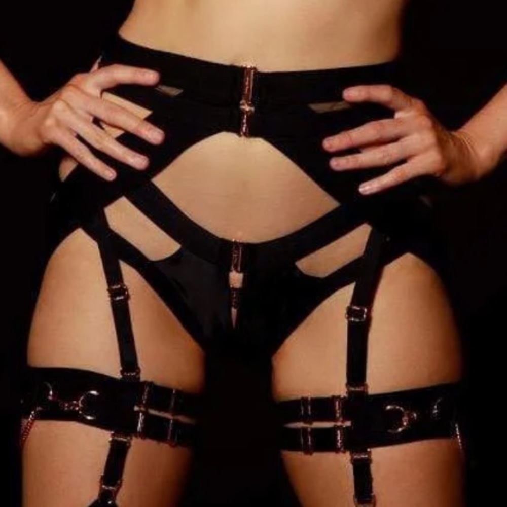 SOLD Kukuro Honey Birdette Black and Gold (Red Samantha top) *Not a set*